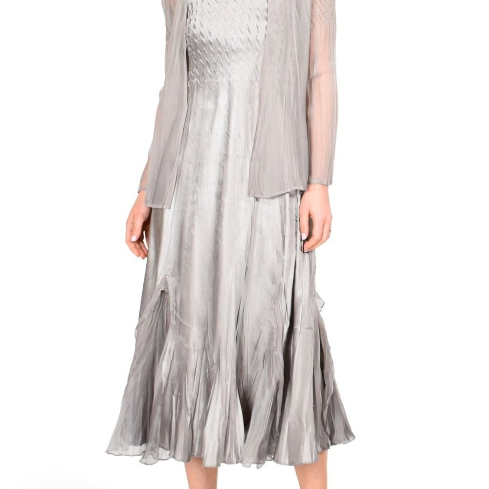 Komarov Charmeuse & Chiffon Sleeveless Dress & Jac - Picture 2 of 9